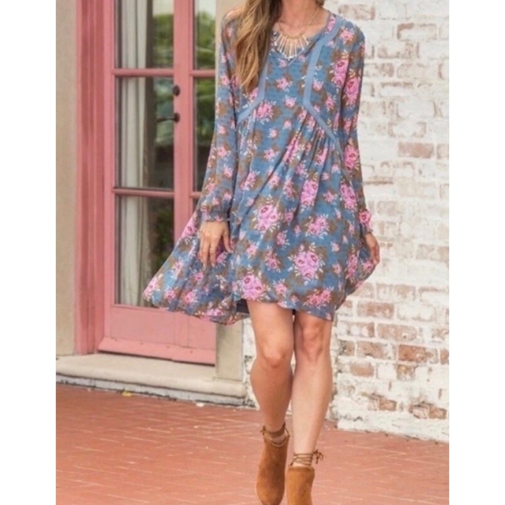 Matilda Jane Floral Swiss Dot Chiffon Babydoll Dress  Cottagecore Boho‎ Romantic